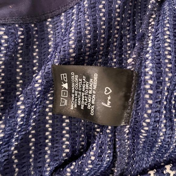 NIC + ZOE Zig Zag Blues Top Lightweight Sweater Size S Womens Blue White - Picture 12 of 14